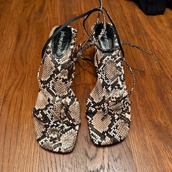 NWT Jeffrey Campbell Snakeskin Lace-Up Heels - Picture 1 of 6